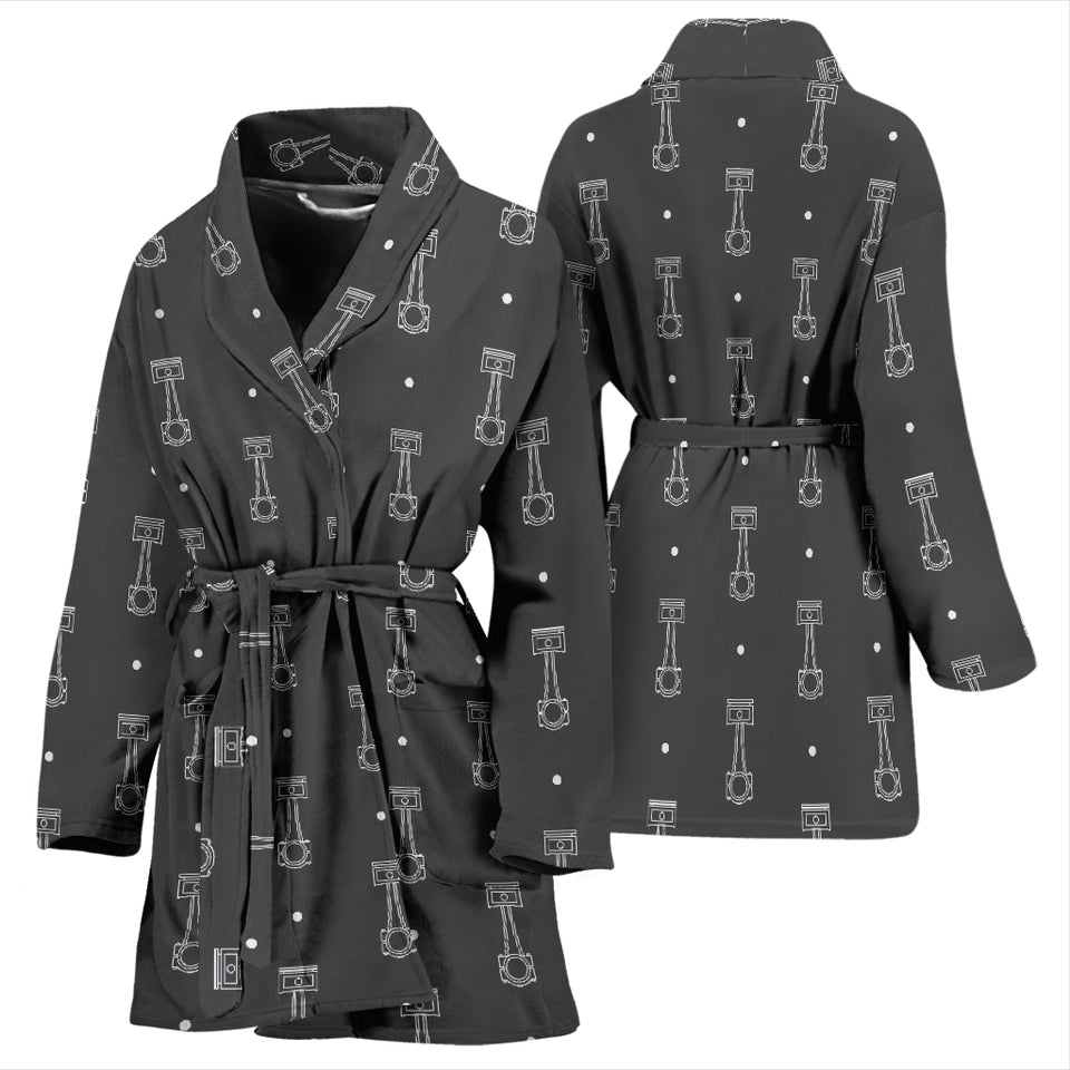 Engine Piston Black Background Pattern Print Design 02 Women's Bathrobe