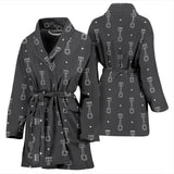 Engine Piston Black Background Pattern Print Design 02 Women's Bathrobe