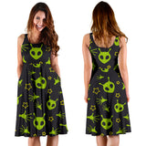 Alien Pattern Print Design 02 Sleeveless Midi Dress