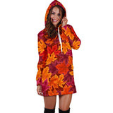 Autumn Maple Leaf Pattern Women'S Hoodie Dress