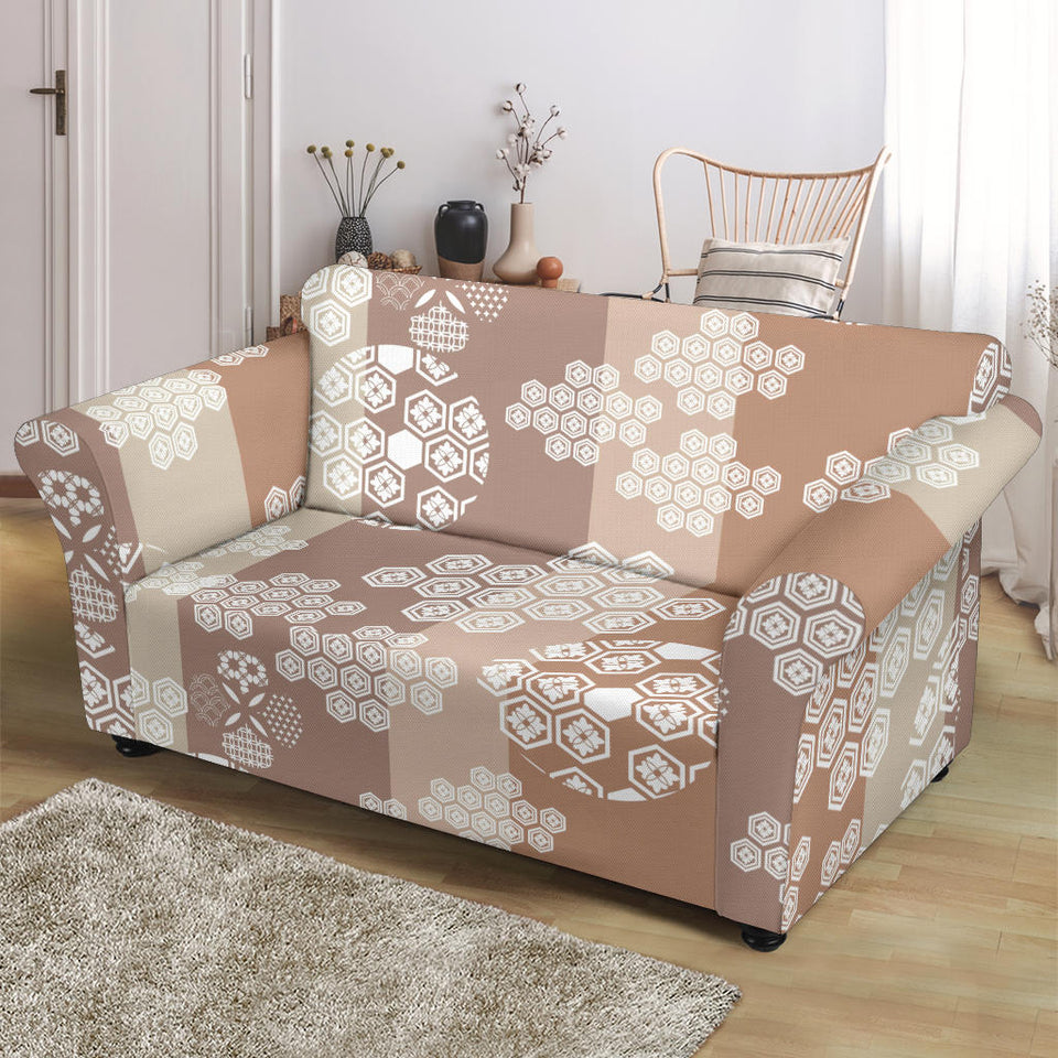 Beautiful Hexagon Japanese  Pattern Loveseat Couch Slipcover