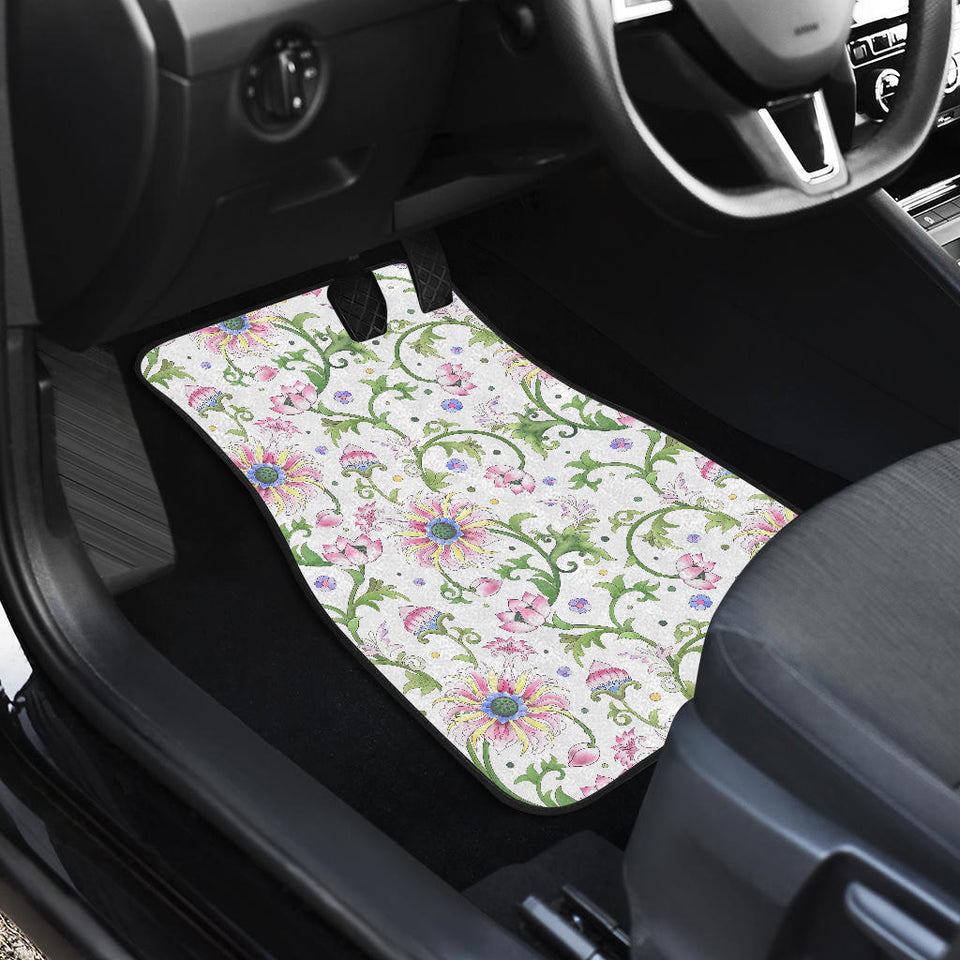 Beautiful Pink Lotus Waterlily Leaves Pattern Front Car Mats