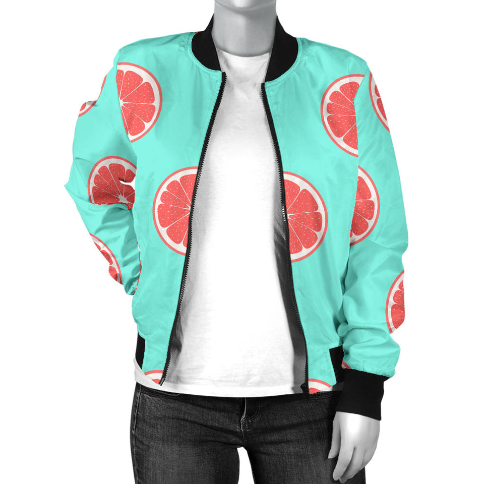 Grapefruit Green Background Women'S Bomber Jacket