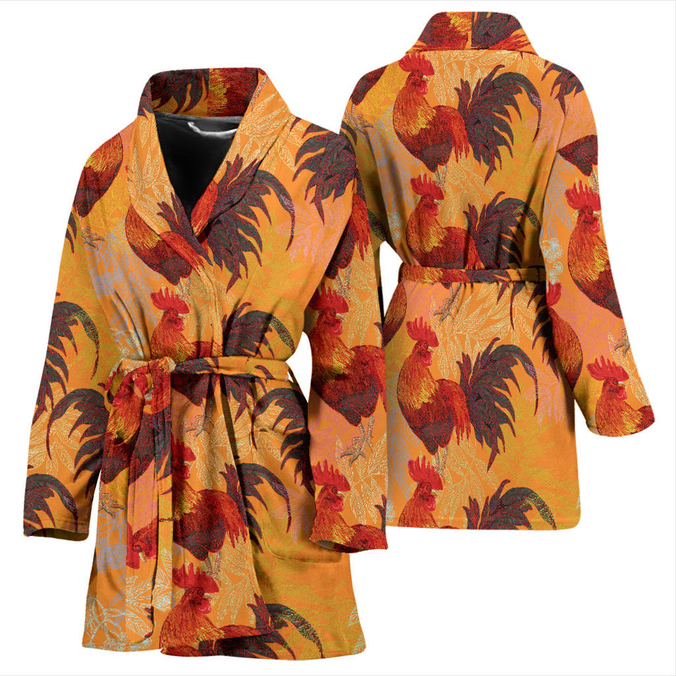 Red Rooster Chicken Cock Pattern Women'S Bathrobe