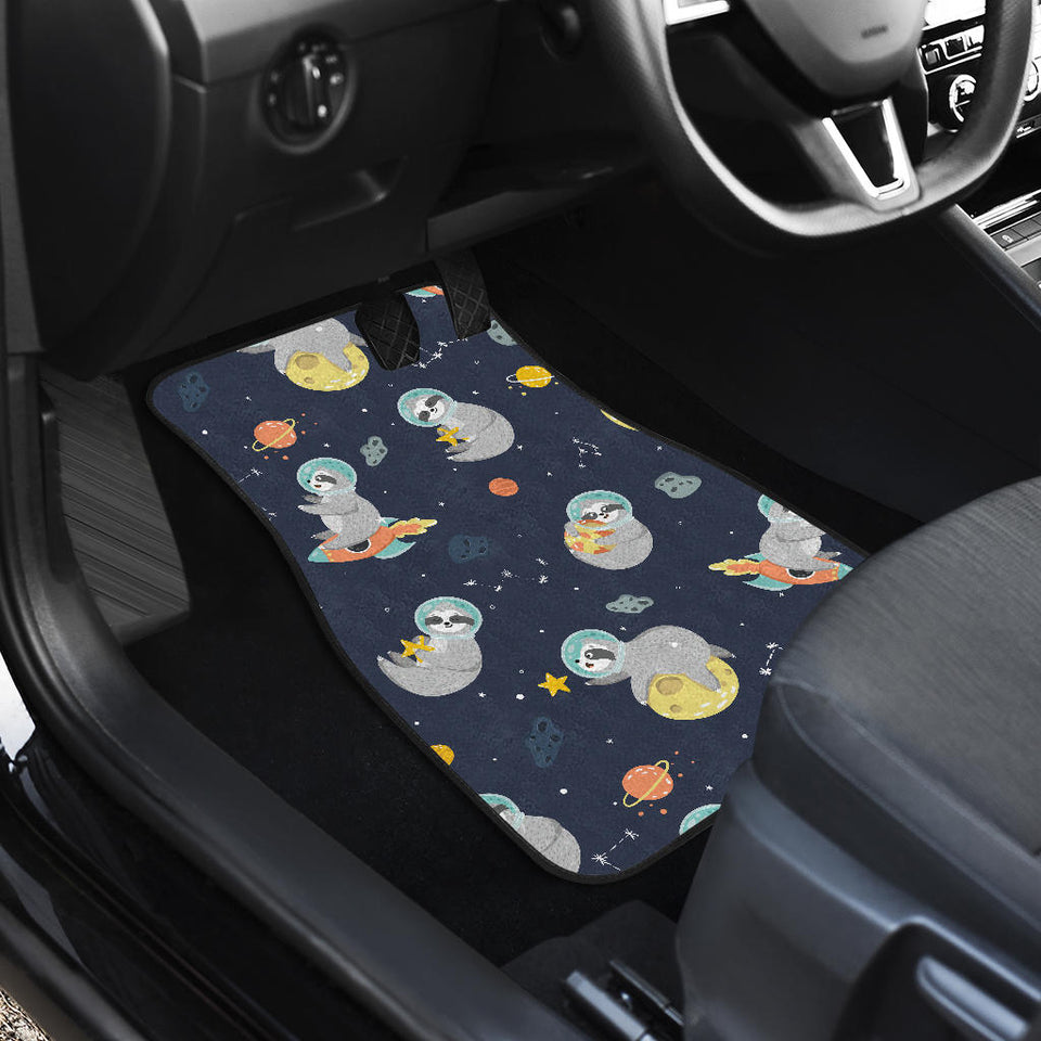 Cute Sloth Astronaut Star Planet Rocket Pattern Front And Back Car Mats