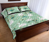 White swan lake pattern Quilt Bed Set