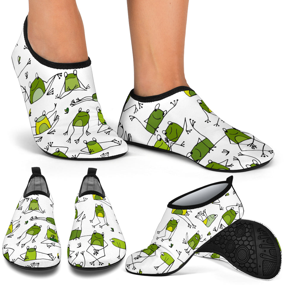 Sketch Funny Frog Pattern Aqua Shoes