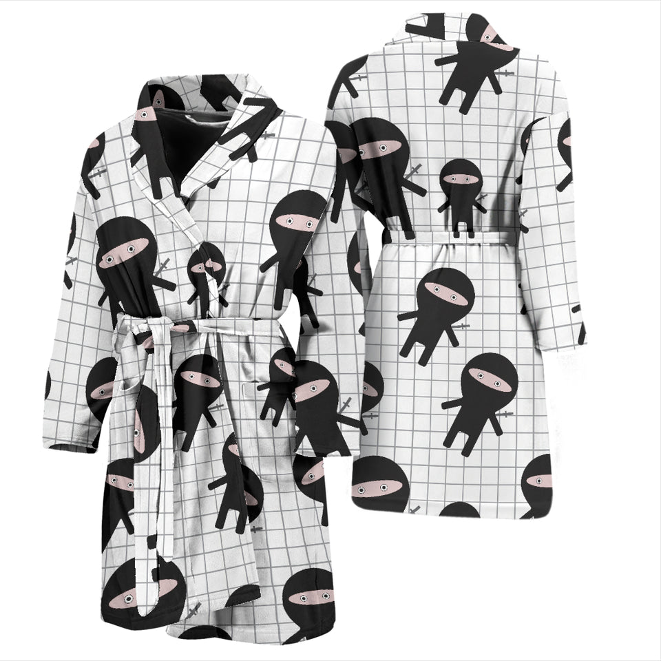 Ninja Pattern Plaid Background Men'S Bathrobe