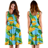 Banana Leaves Banana Design Pattern Sleeveless Midi Dress