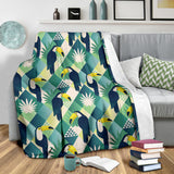 Toucan Tropical Leaves Design Pattern  Premium Blanket
