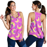 Moon pink rose background Women Racerback Tank Top
