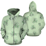 Broccoli Sketch Pattern Zip Up Hoodie