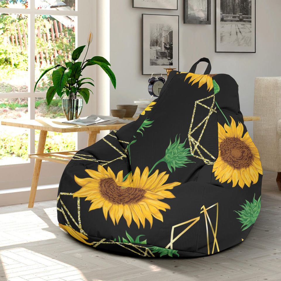 Sunflower Golden Polygonal Shapes Bean Bag Cover