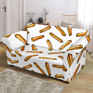 French Fries Potato Pattern Loveseat Couch Slipcover