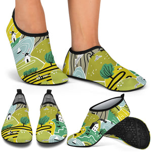 Hand Drawn Windmill Pattern Aqua Shoes