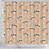 Cute Raccoon Heart Pattern Shower Curtain Fulfilled In US
