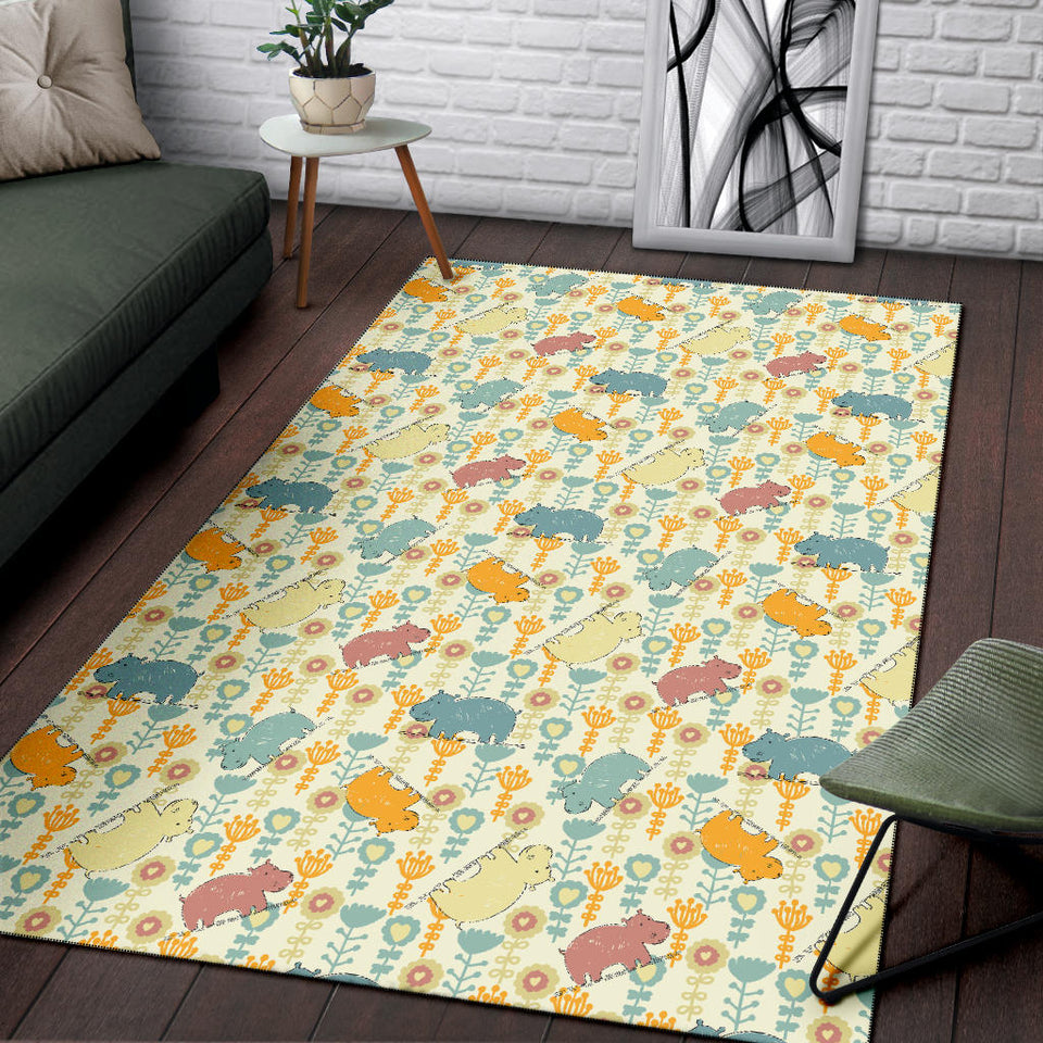 Hippopotamus Pattern Print Design 04 Area Rug