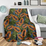 Colorful Papaya Tropical Leaves Premium Blanket