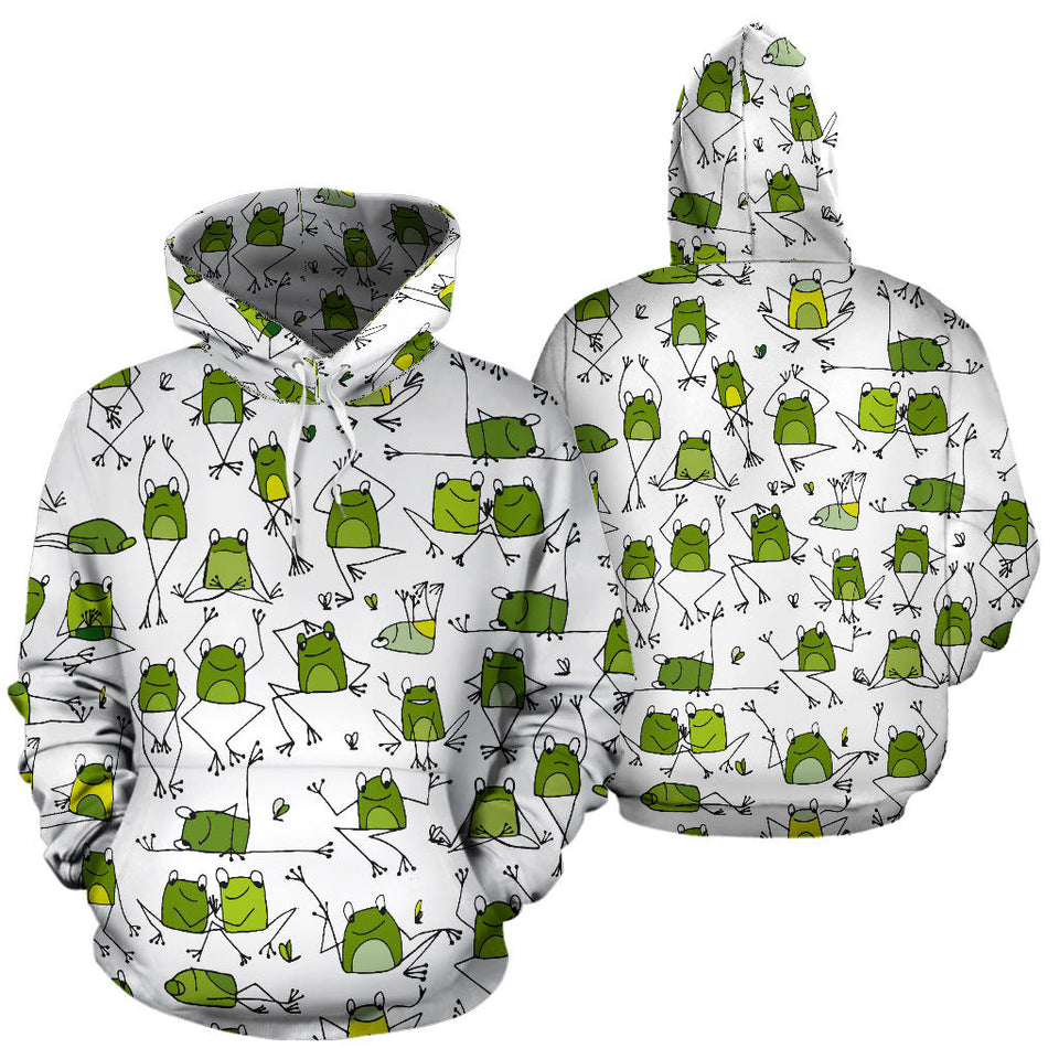 Sketch Funny Frog Pattern Men Women Pullover Hoodie