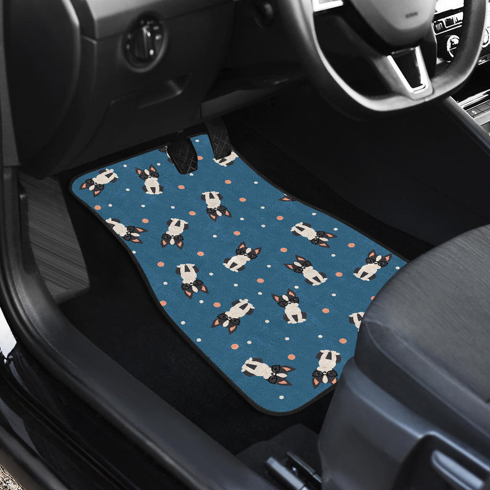 Cute Boston Terrier Dog Spattern Front And Back Car Mats