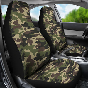Dark Green Camo Camouflage Pattern  Universal Fit Car Seat Covers