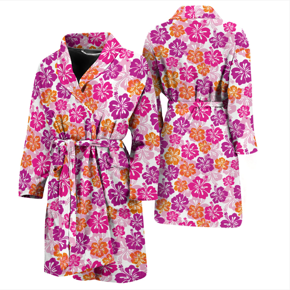 Hibiscus Pattern Print Design 01 Men's Bathrobe
