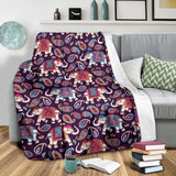 Elephant Indian Style Ornament Pattern Premium Blanket