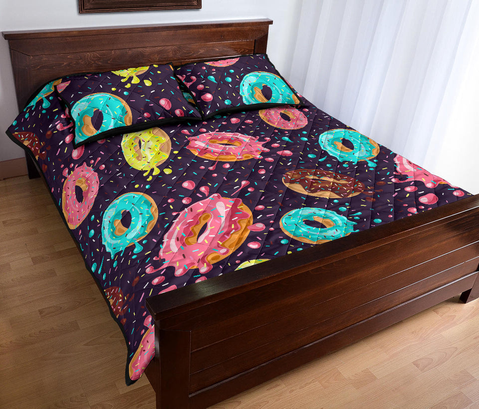 Colorful donut glaze pattern Quilt Bed Set