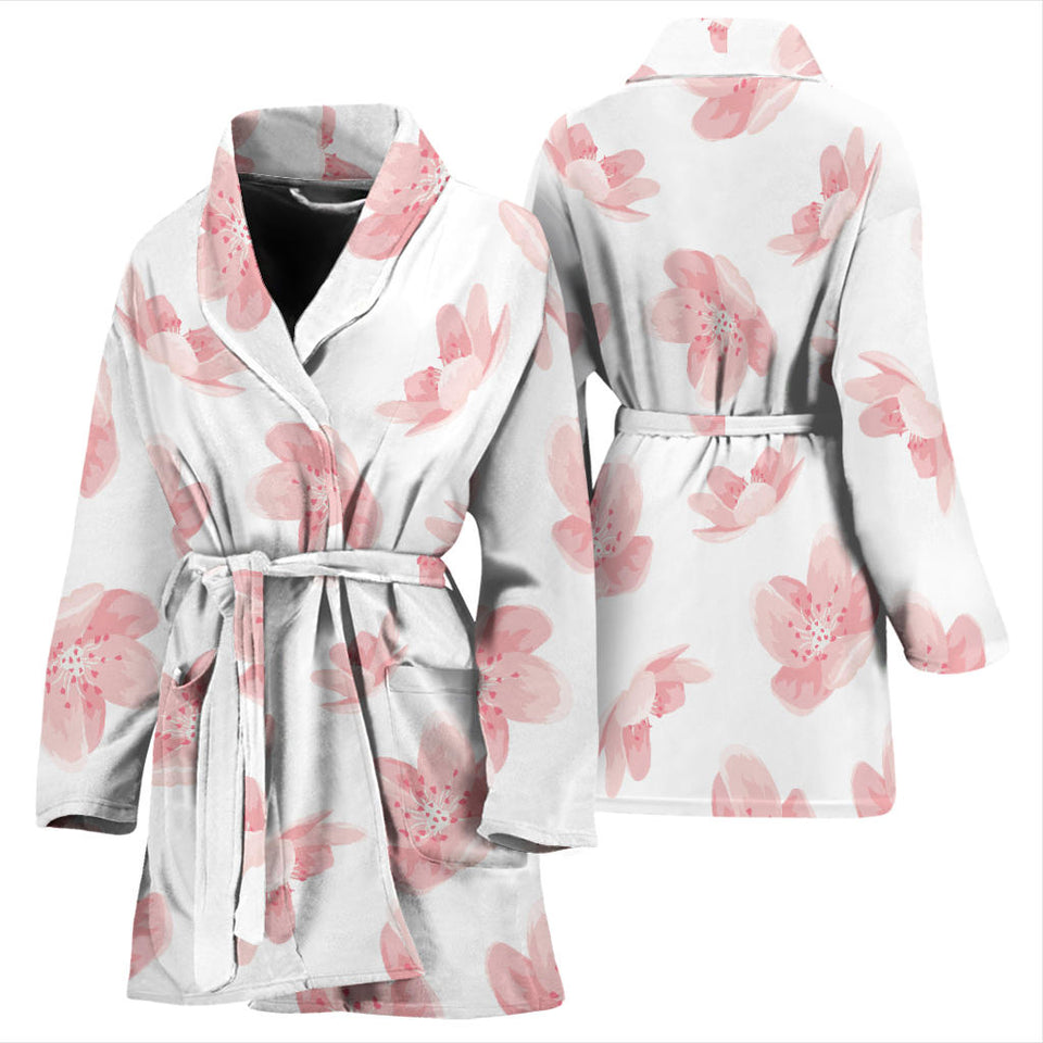Pink Sakura Cherry Blossom Pattern Women'S Bathrobe