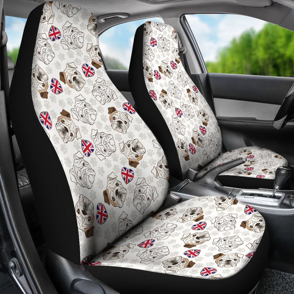 English Bulldog Pattern Print Design 01 Universal Fit Car Seat Covers