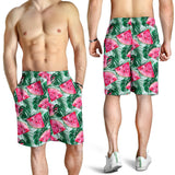 Watermelons Tropical Palm Leaves Pattern Men Shorts