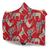 Zebra Abstract Red Background Hooded Blanket