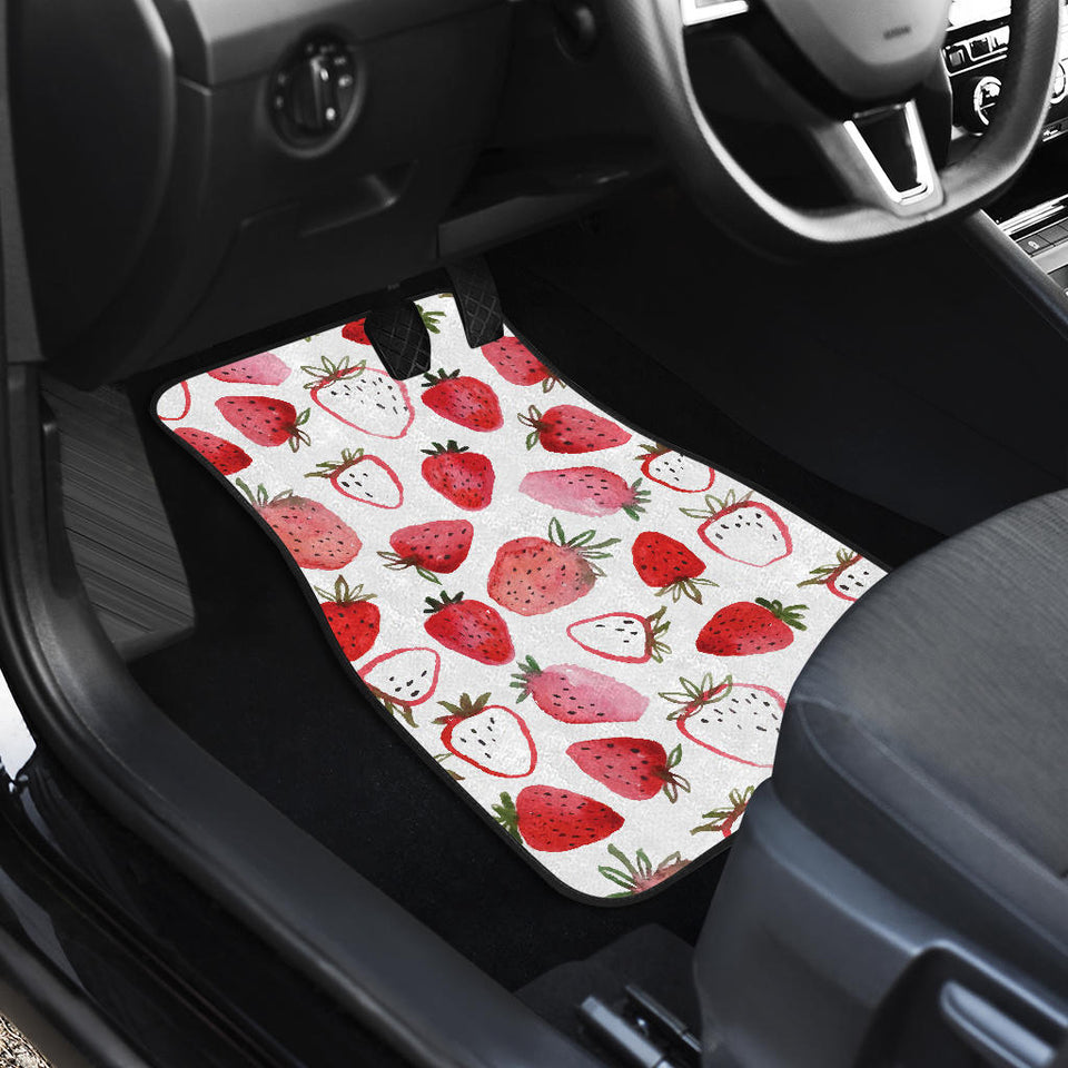 Watercolor Hand Drawn Beautiful Strawberry Pattern Front Car Mats