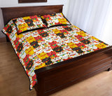 Colorful Maneki Neko Lucky Cat pattern Quilt Bed Set