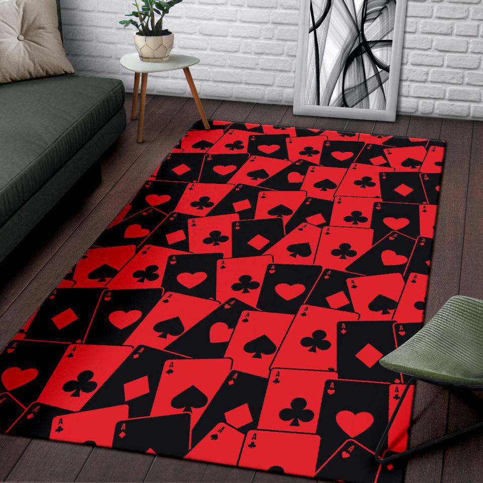 Casino Cards Suits Pattern Print Design 02 Area Rug