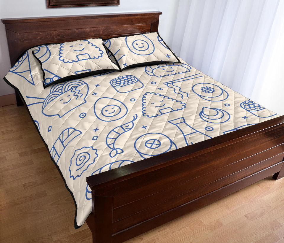 Cute sushi icon pattern Quilt Bed Set