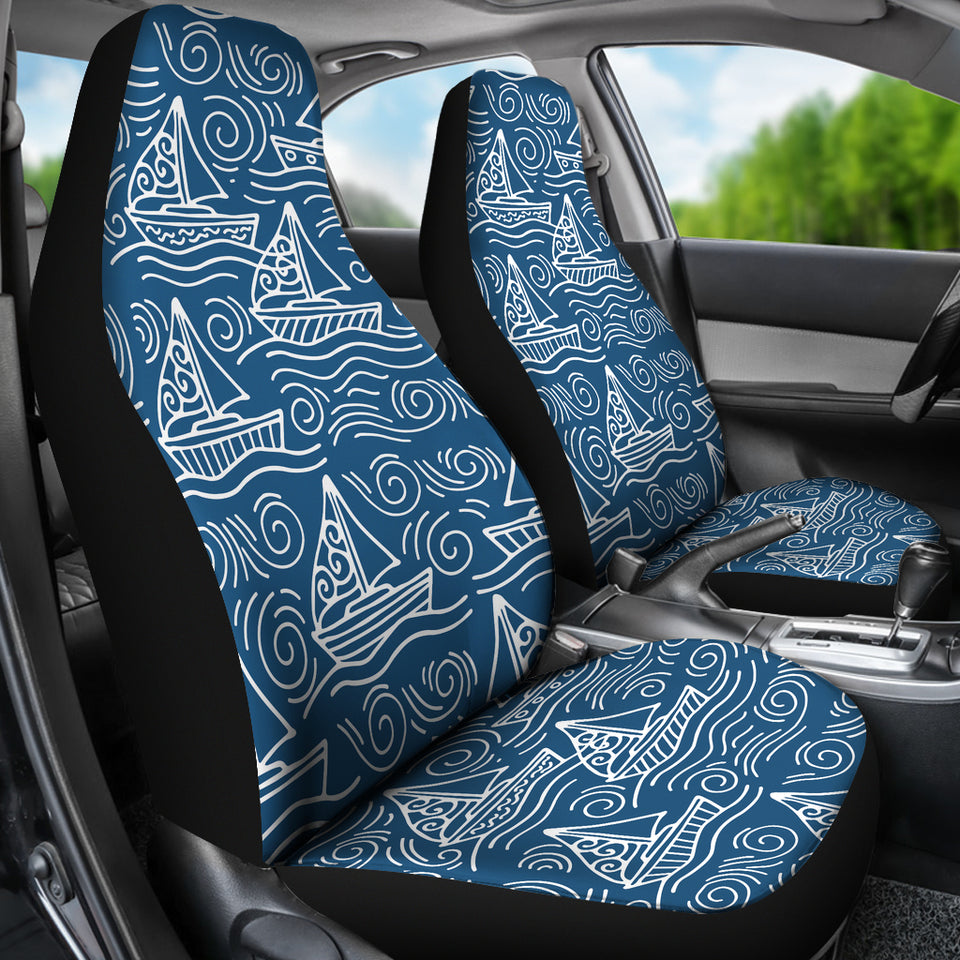 Hand Drawn Sailboat Pattern  Universal Fit Car Seat Covers