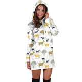 Silhouettes Of Goat And Tree Pattern Women'S Hoodie Dress