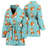 Fox Pattern Blue B Ackground Women'S Bathrobe