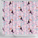 Beautiful Toucan Flower Leaves Shower Curtain Fulfilled In US