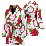 Dragon Fruits White Background Women'S Bathrobe