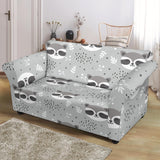 Cute Raccoons Leaves Dot Loveseat Couch Slipcover