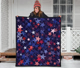 Red Blue Star Pattern Premium Quilt.