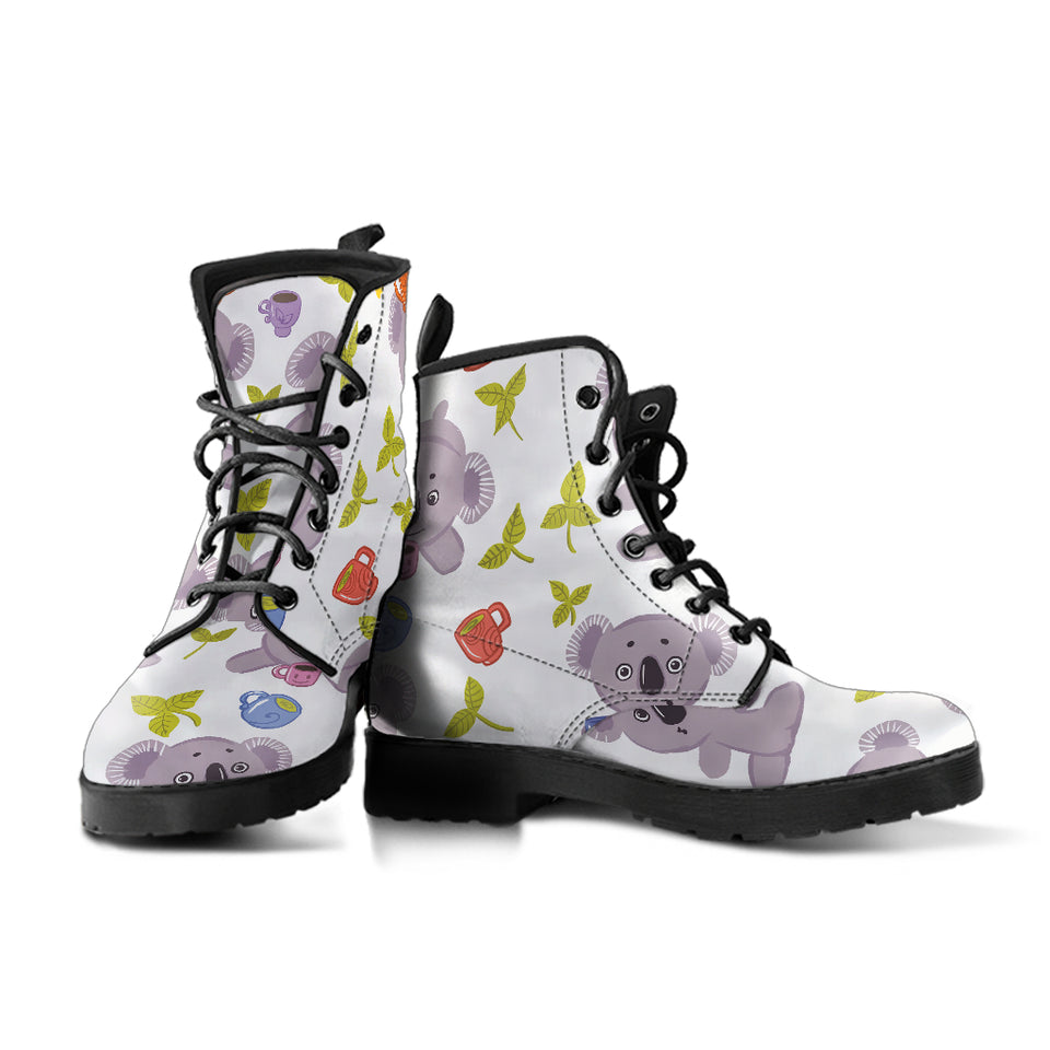 Cute Koalas Teapots Tea Leather Boots