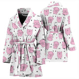 Pig Pattern Print Design 03 Women's Bathrobe