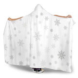 Snowflake Pattern White Background Hooded Blanket