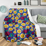 Passion Fruit Blue Background Premium Blanket