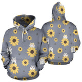 Cute Hamster Sunflower Pattern Background Men Women Pullover Hoodie