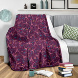 Eiffel Tower Heart Pattern Print Design 04 Premium Blanket