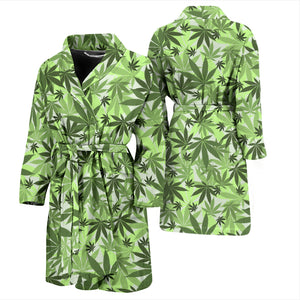 Canabis Marijuana Weed Pattern Print Design 01 Men's Bathrobe